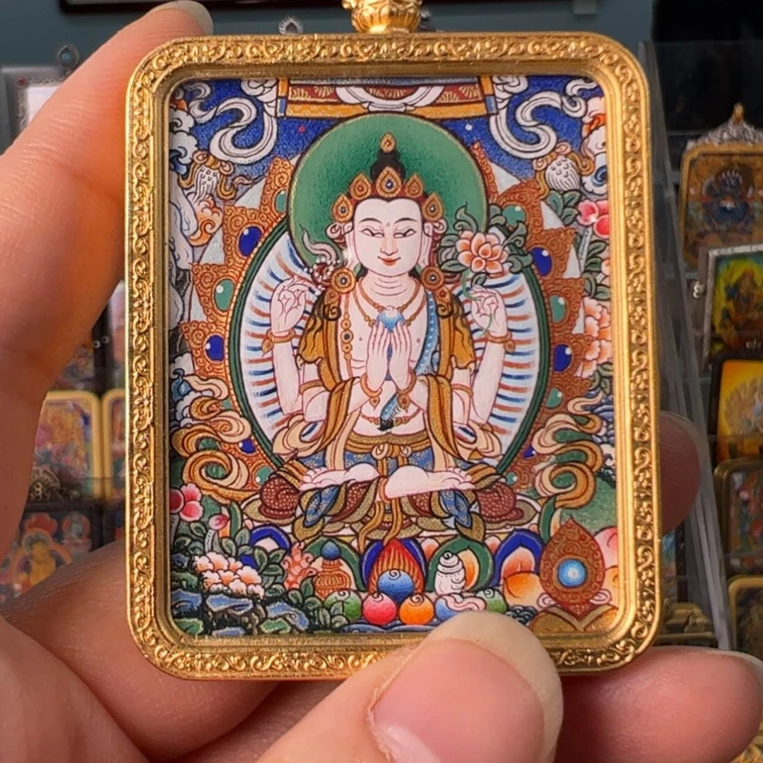 【闪购商品】吊坠鱼*姐四臂观音唐卡绘画作品