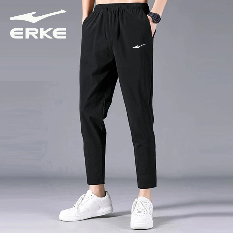 鸿星尔克运动裤2025夏季新款速干薄款男裤透气舒适百搭直筒九分裤