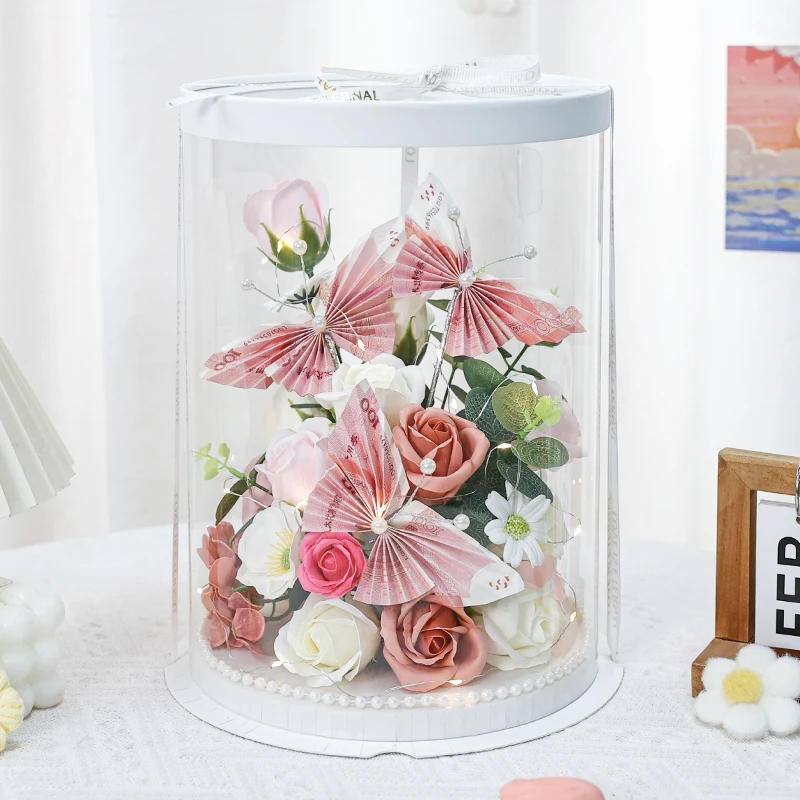 创意有钱花仿真花朵手工自制diy材料包带礼盒生日礼物送妈妈闺蜜