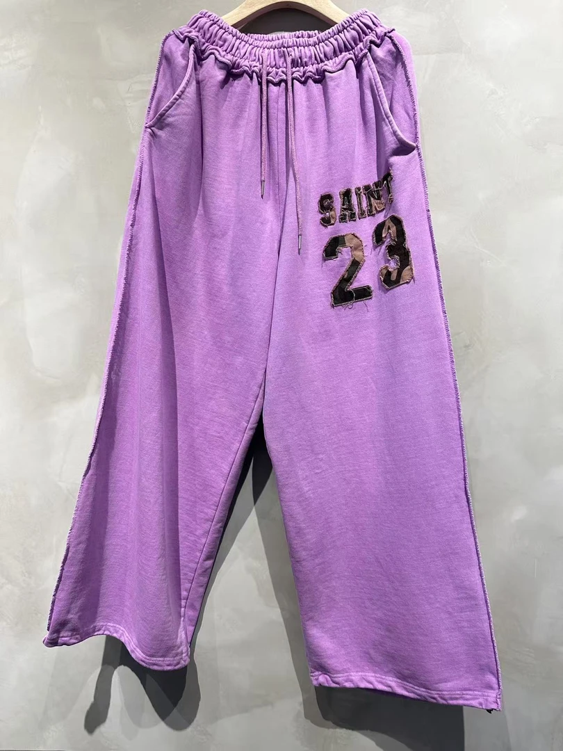 韩国新款卫裤彩色宽松