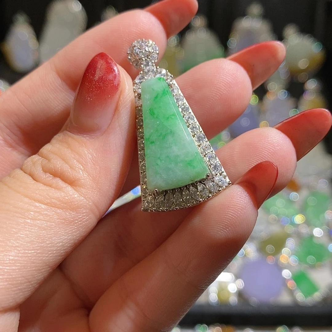 翡翠银S925镶嵌颈饰天然翡翠