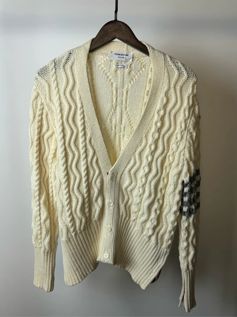 全新未使用 THOMBROWNE 汤姆布朗四条纹羊毛开衫/3码/25142