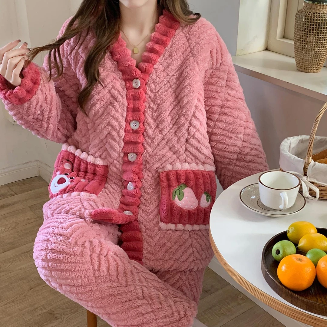 【三层夹棉月子服】冬季产后孕妇加绒加厚保暖睡衣产妇喂奶哺乳衣