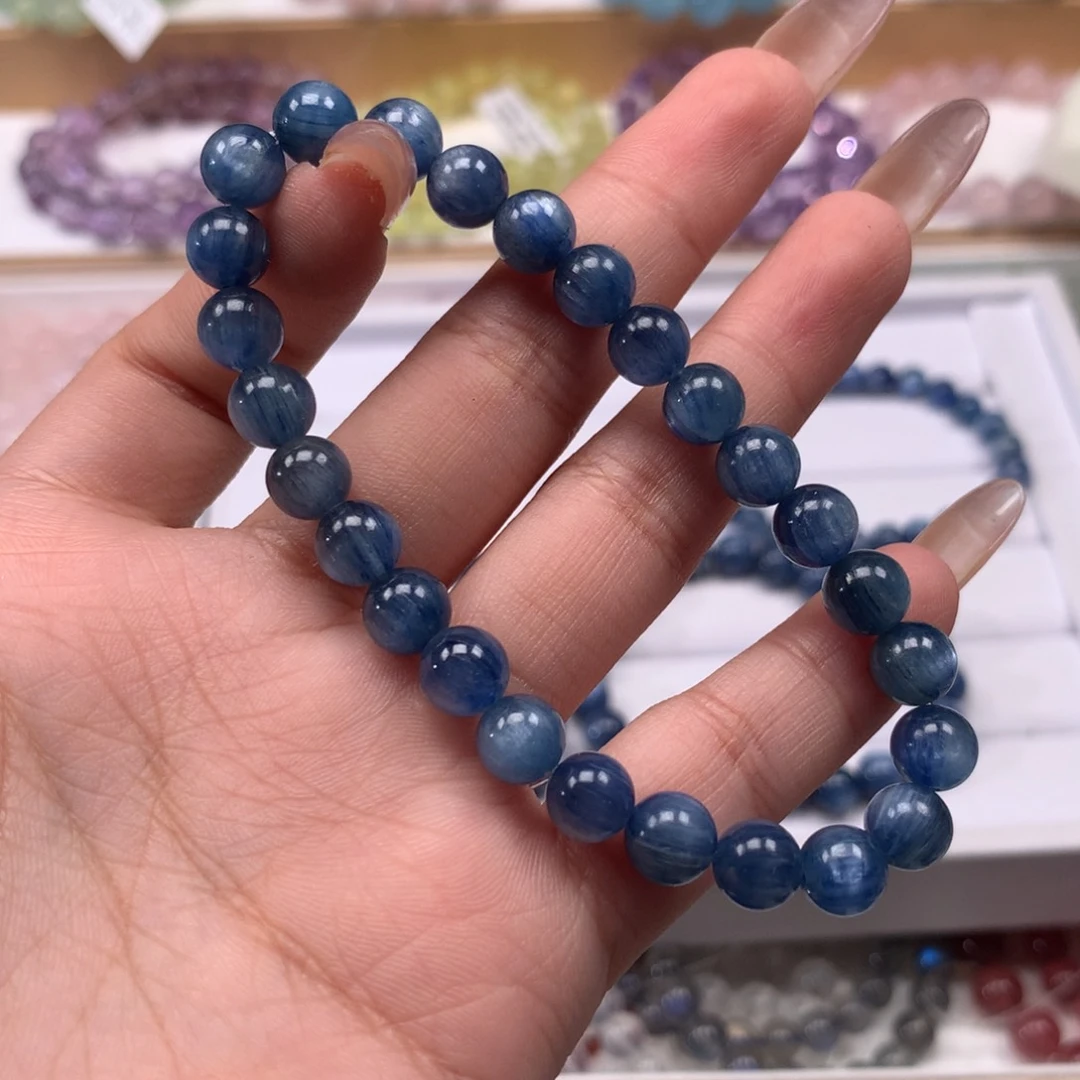 水晶手链未镶嵌我****字蓝晶7mm