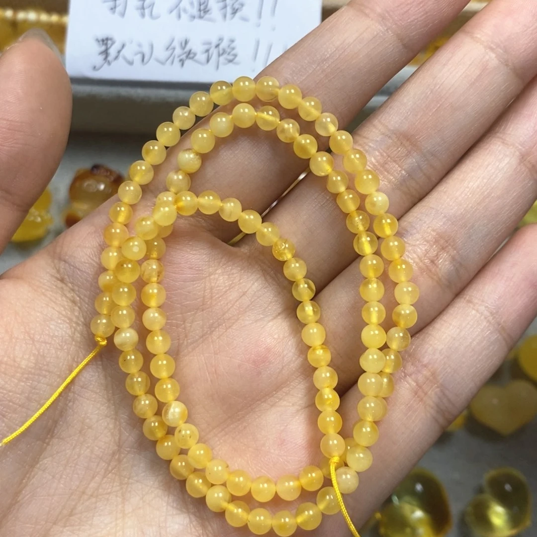 未镶嵌琥珀珠宝奇石小米珠长链