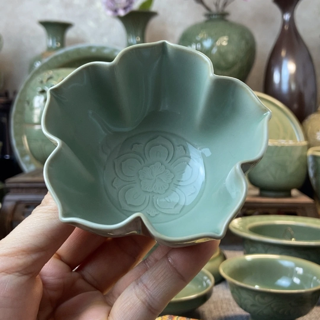 耀州窑福利款全手工花口杯