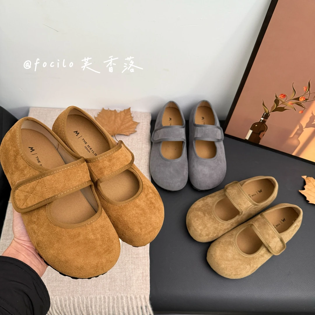 可爱魔术贴丑萌勃肯鞋女春季2025新款法式晚晚鞋玛丽珍鞋平底单鞋