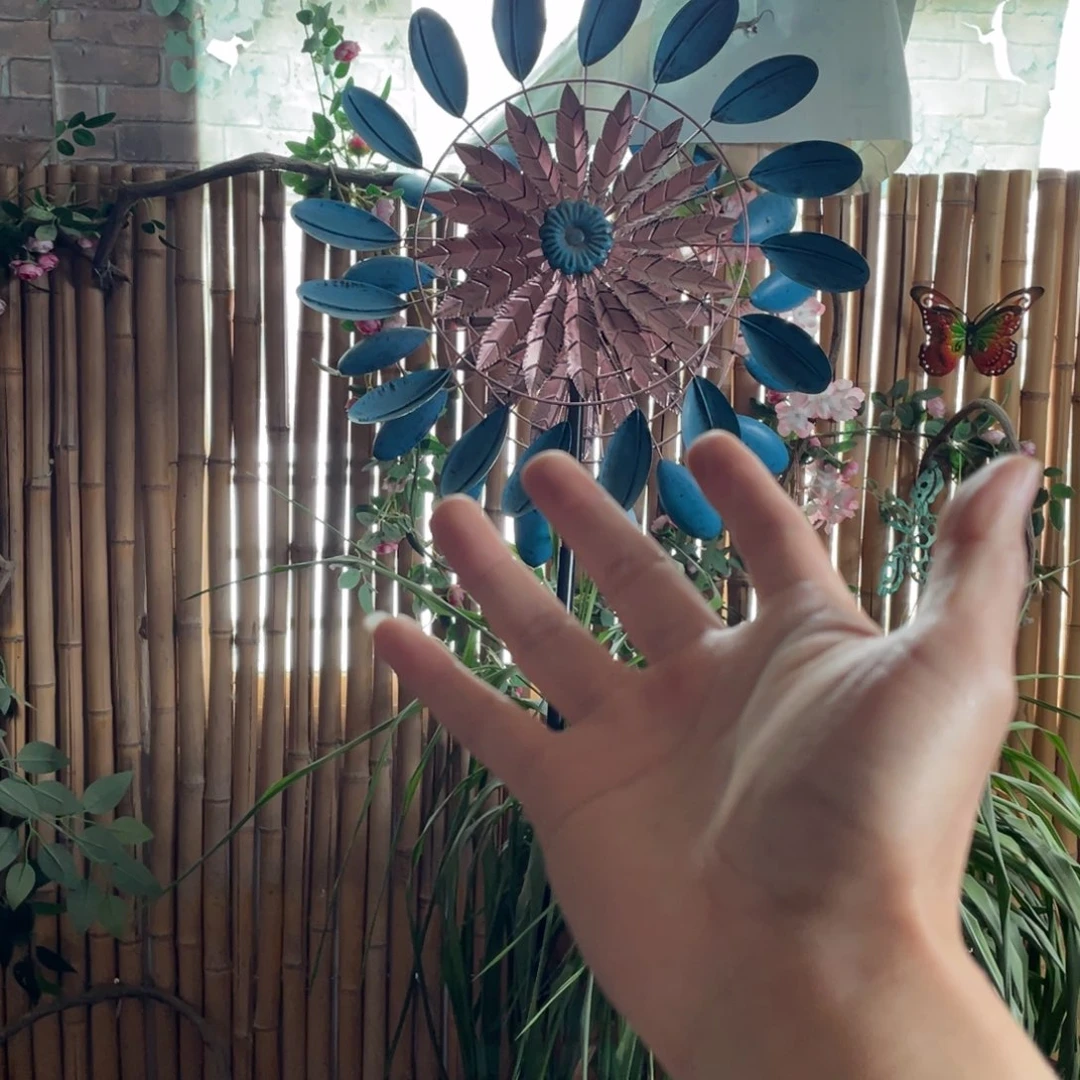 【闪购商品】铁艺孔雀蓝风车摆件