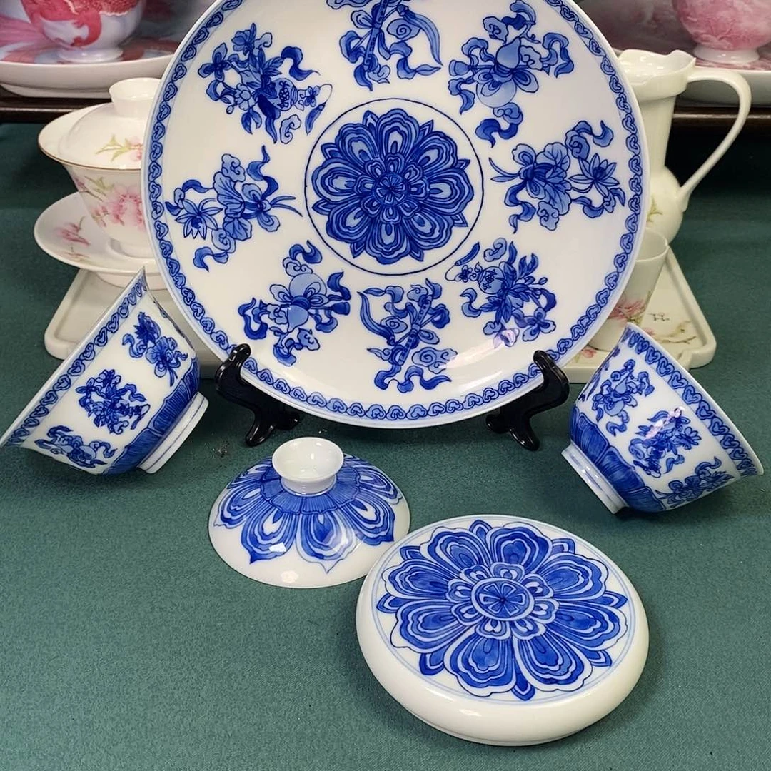 手绘微瑕四件套不带盒