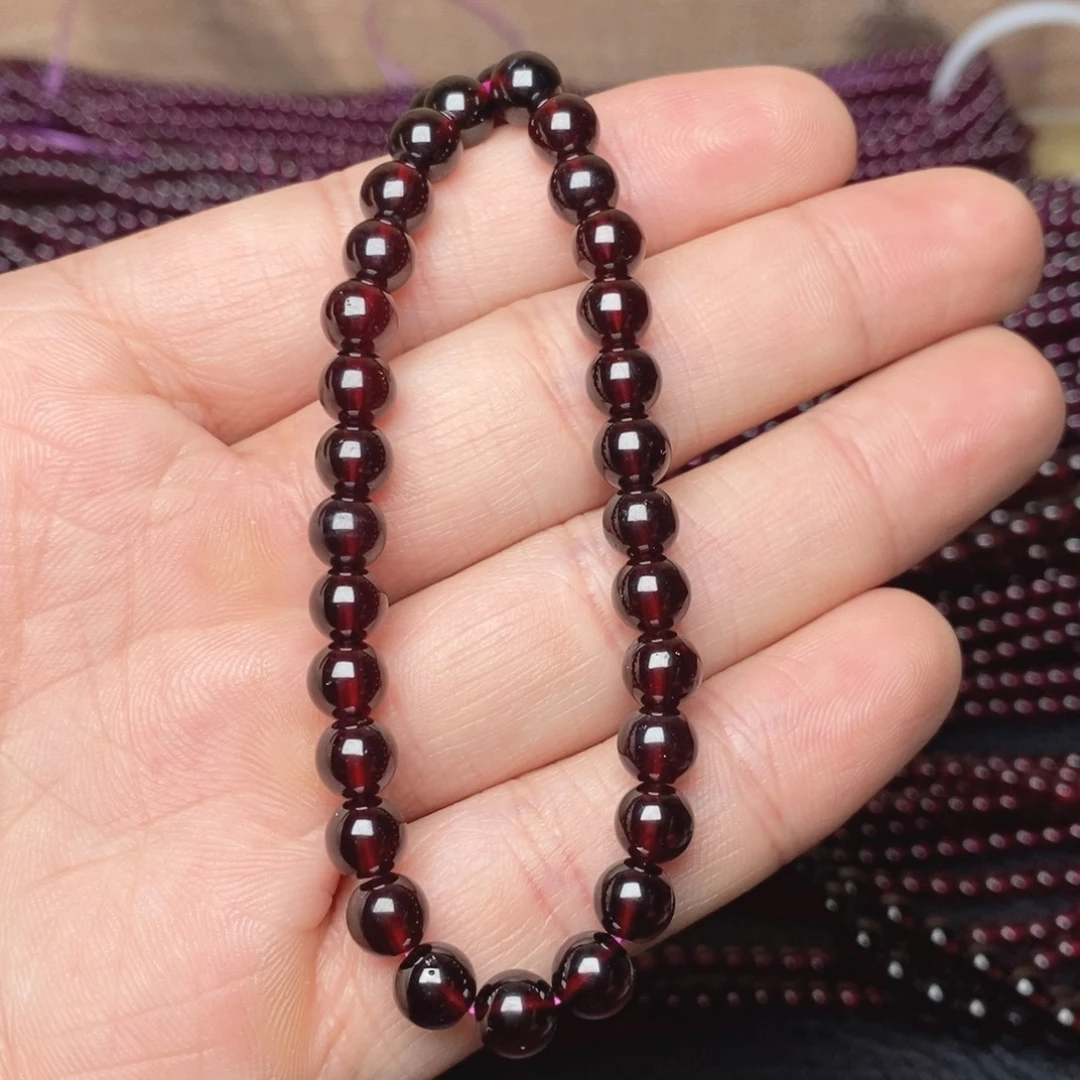 石榴石手链未镶嵌卡6高品质全净体酒红
