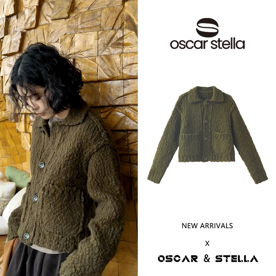 OSCAR&STELLA【青衫】休闲大肚羊毛百搭针织长袖开衫毛衣355-29560