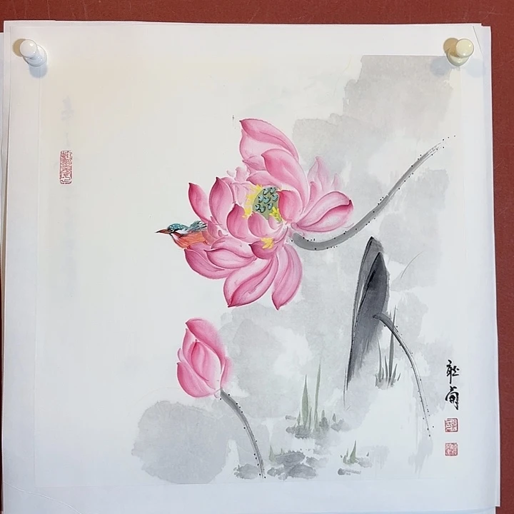 国画听兰老师花鸟