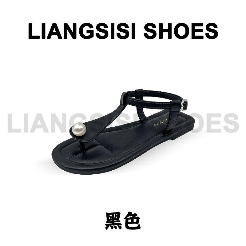 梁思思SHOES【珍珠凉鞋】经典百搭平底沙滩鞋女鞋凉鞋-A98