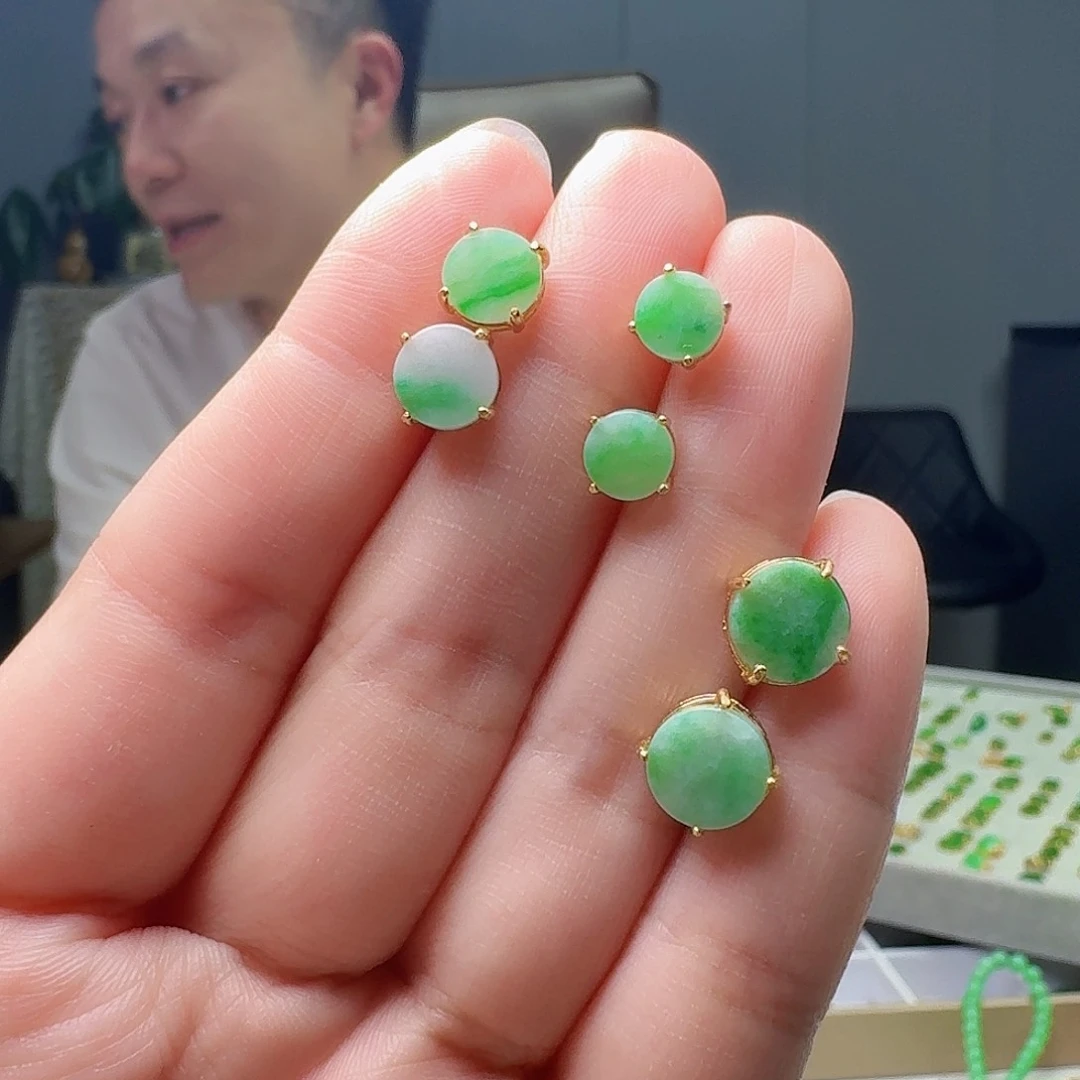 翡翠银S925镶嵌耳饰多样性发货其一