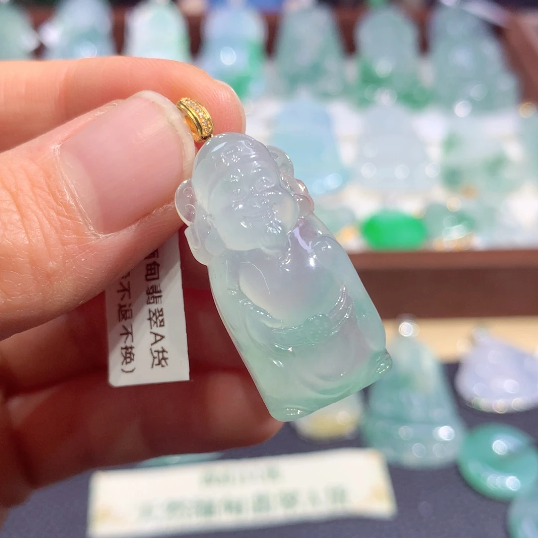 吊坠(不含链)18K金镶嵌翡翠