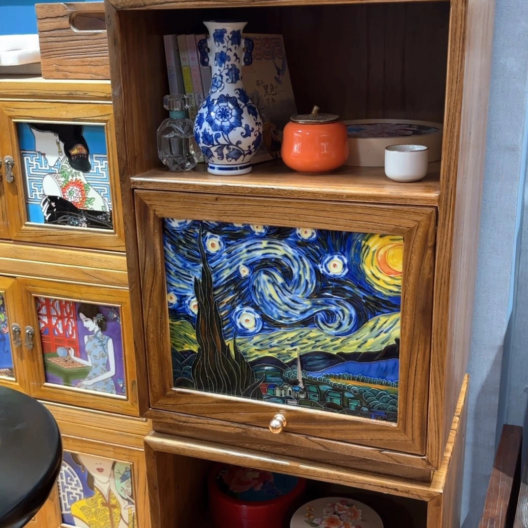 琉璃手工艺品老榆木纯实木柜特价福利款