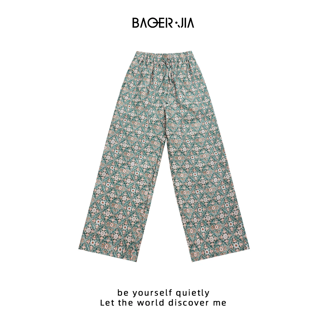 26-宝儿家含幂BC76425103春夏款穿搭清爽舒适复古花卉汉麻休闲裤