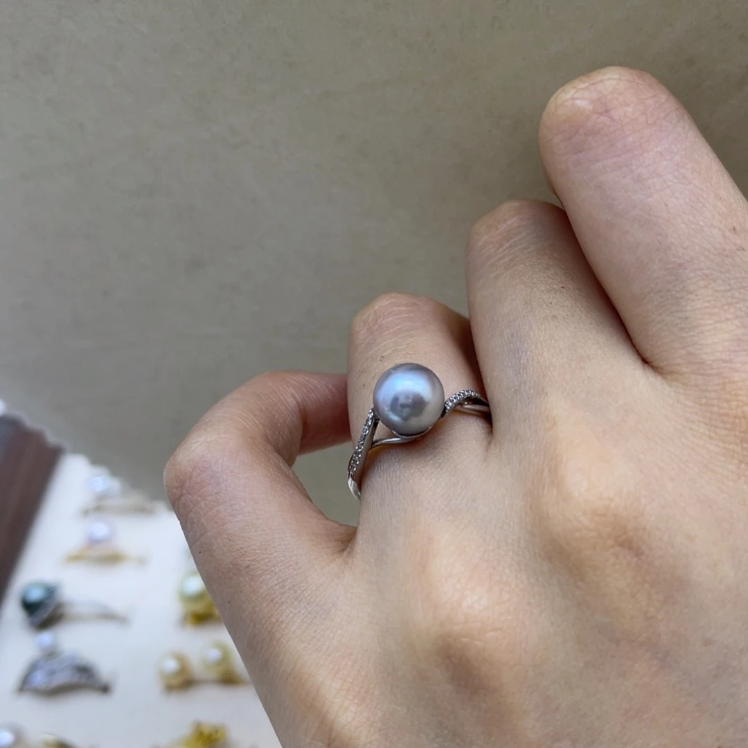 戒指海水珍珠银S925镶嵌