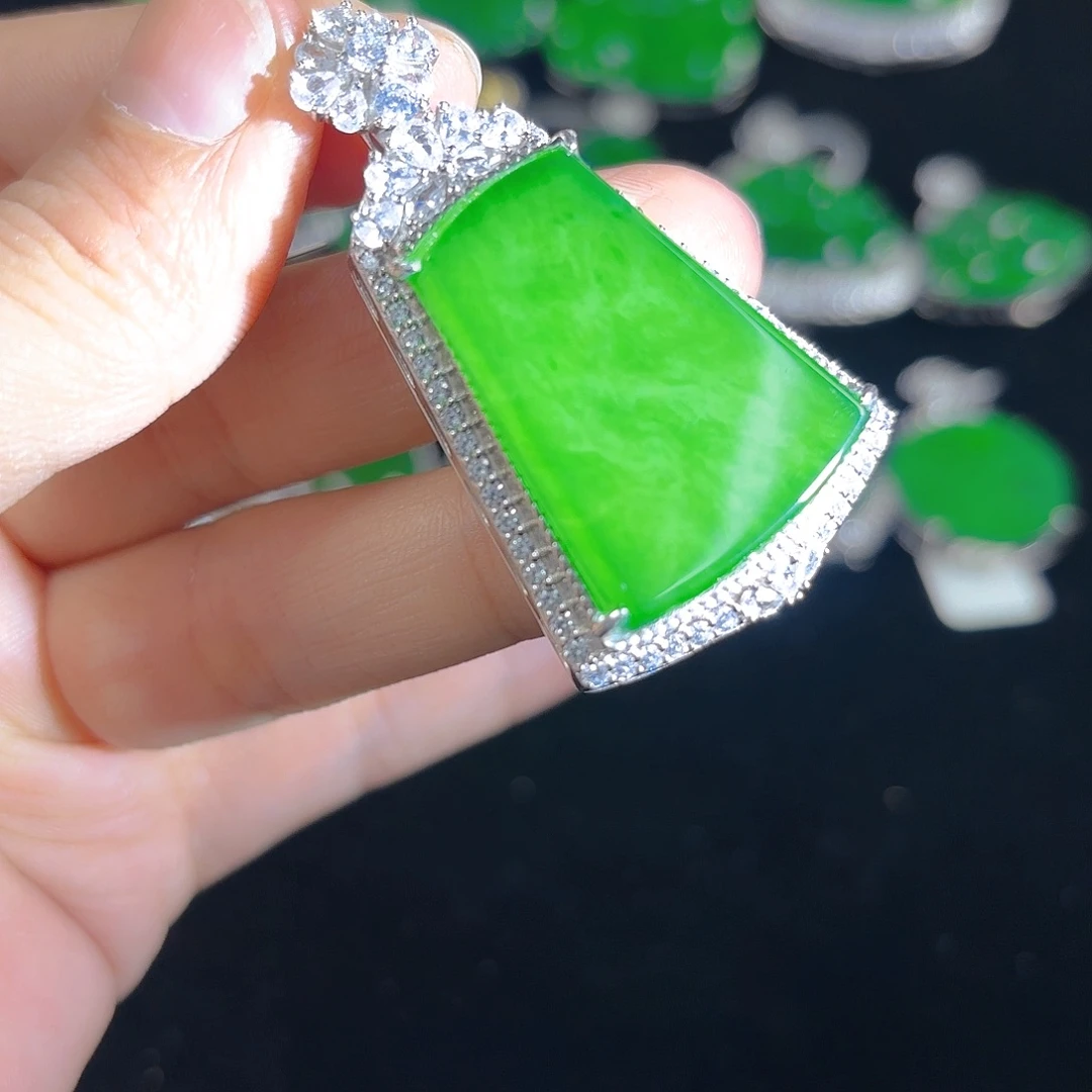 翡翠银S925镶嵌吊坠(不含链)