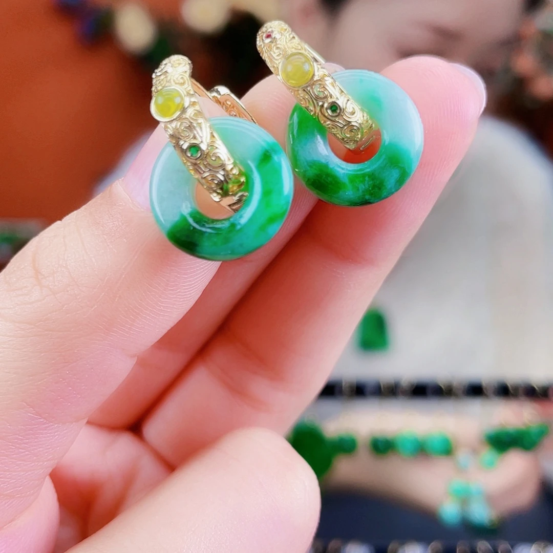 翡翠未镶嵌耳饰饰品