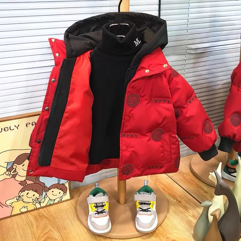 拜年服男童羽绒服冬装2024新款儿童冬季中国风加厚过新年喜庆衣服