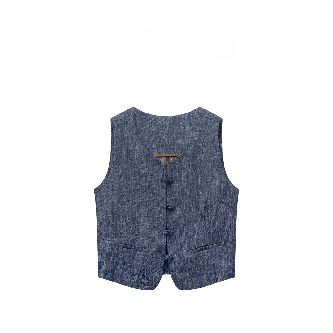 "夏洛"复古国风单排扣显瘦无袖马甲 797