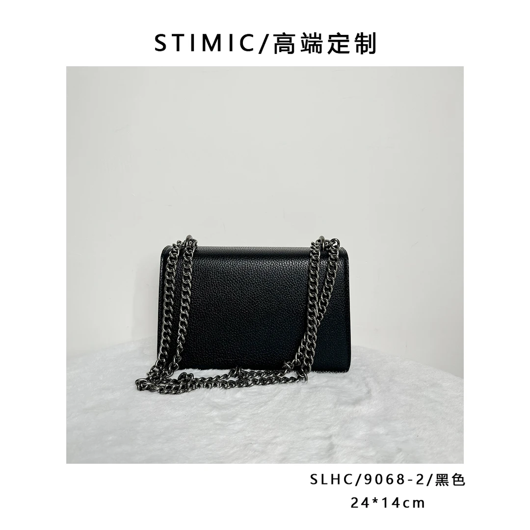 SLHC/9068-2/黑色高端订制手工蜡线女士时尚单肩轻奢斜挎包QC9068