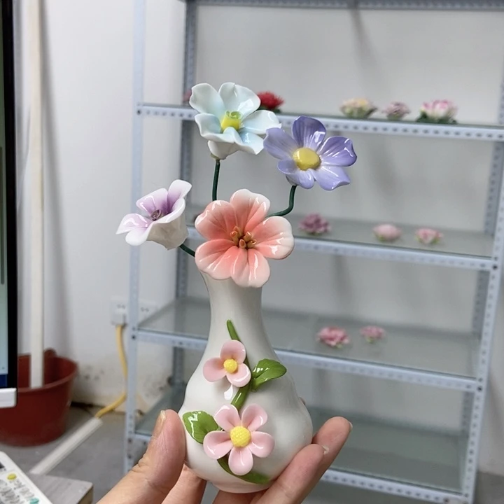 摆件手工制作陶瓷花