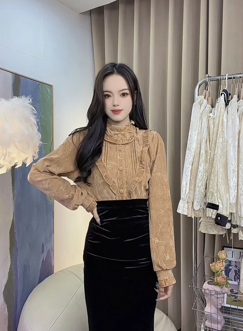 法式高端上衣打底衬衫女装新款宽松时尚别致漂亮上衣