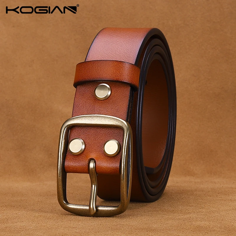 加厚100%正宗真牛皮皮带男式真皮针扣头层牛皮休闲复古牛仔裤腰带