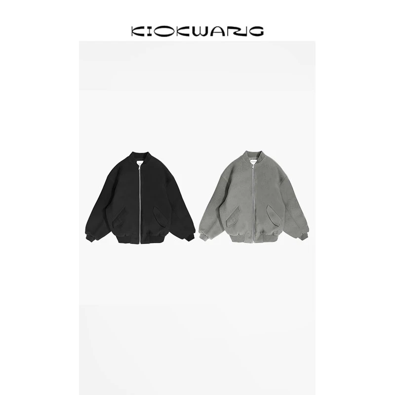 KIOKWANG//男女同款 秋冬大廓形宽松毛呢夹棉棒球服夹克外套