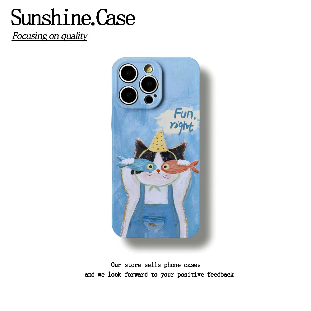 【番茄case专属】小鱼眼镜软壳适用苹果oppo华为vivo小米手机壳