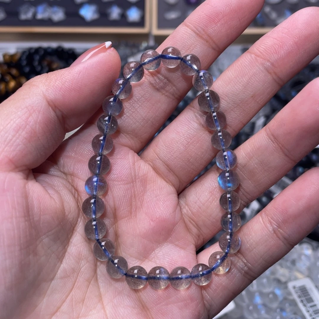 拉长石手链未镶嵌金*?拉长石手链6mm