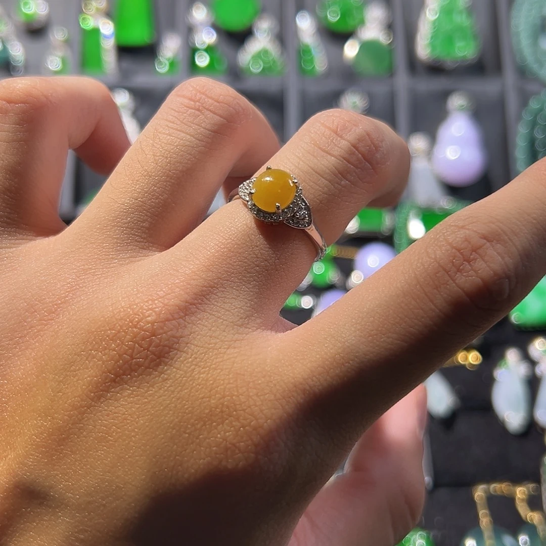 翡翠银S925镶嵌戒指戒指