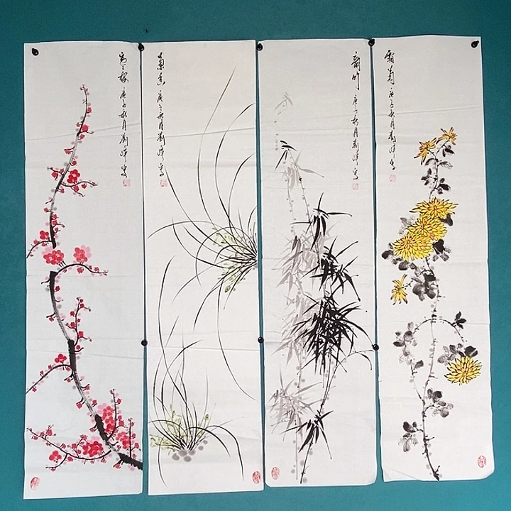 国画四尺对开手绘作品
