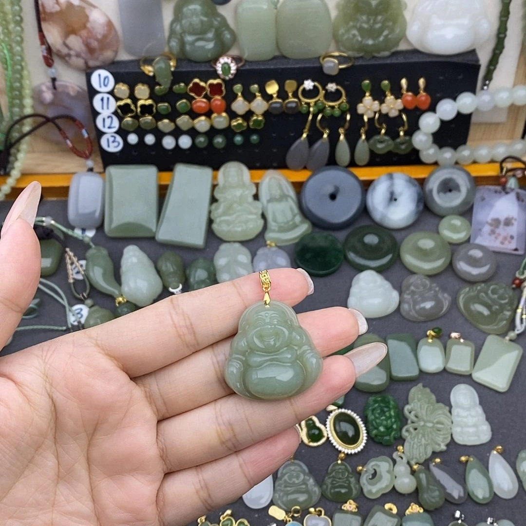 和田玉银S925镶嵌吊坠(不含链)