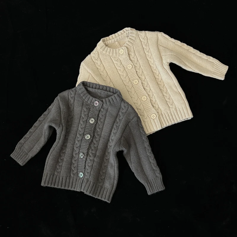 小韩果豆男女童韩版针织开衫