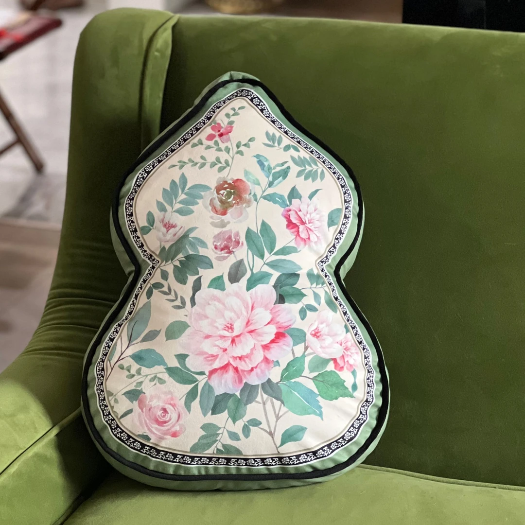 翠湖渊葫芦印花抱枕 客厅沙发卧室靠背枕腰枕