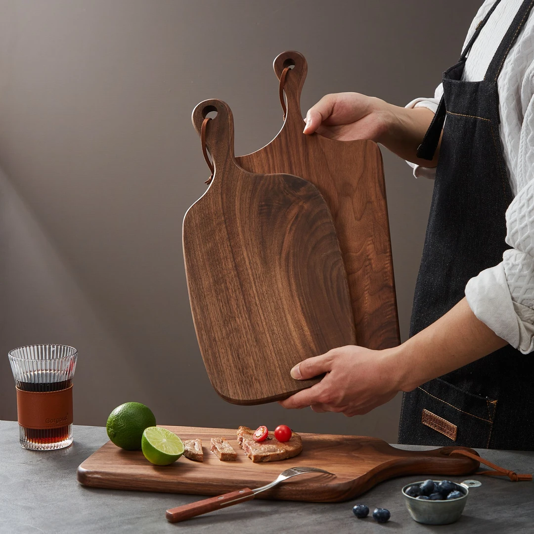 整木北美黑胡桃木西餐盘牛排菜板水果板整木原木菜板家用小切菜板