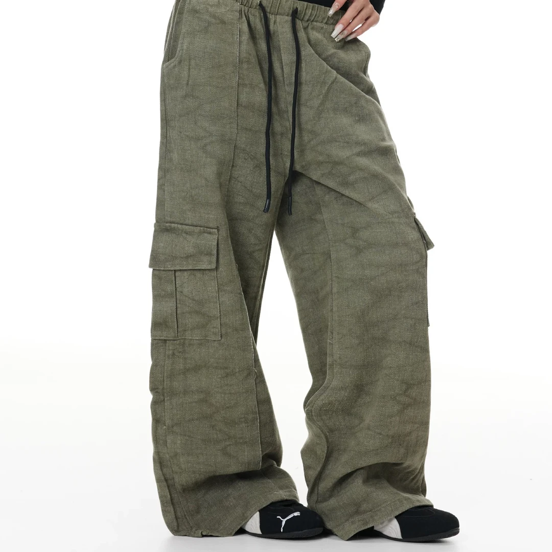 K66 字体设计双腰头阔腿裤