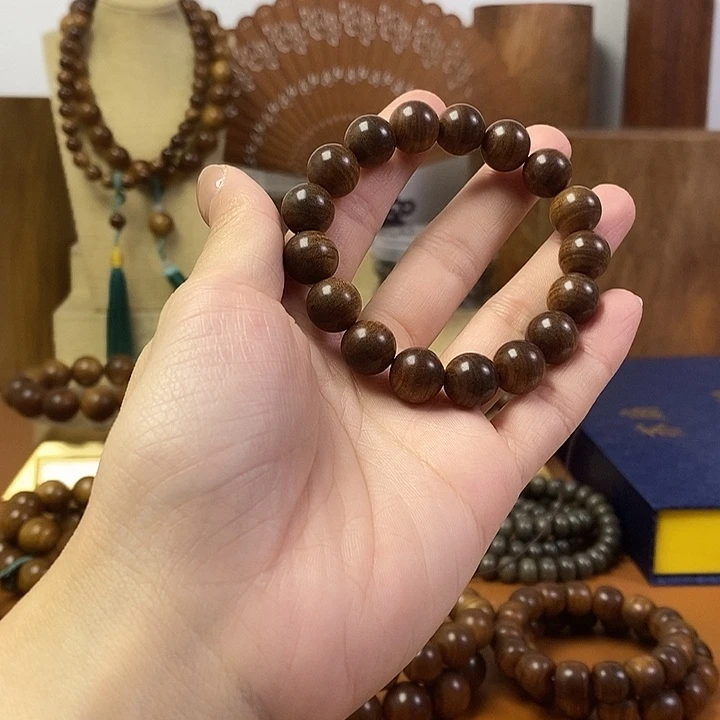 檀香木老山檀香黑肉沉水1.2手串