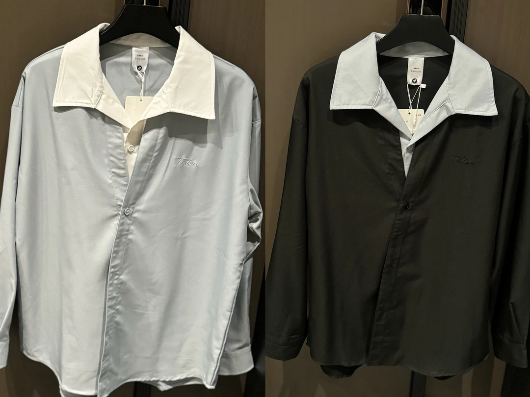 30559-春夏假两件简约纽扣长袖衬衫