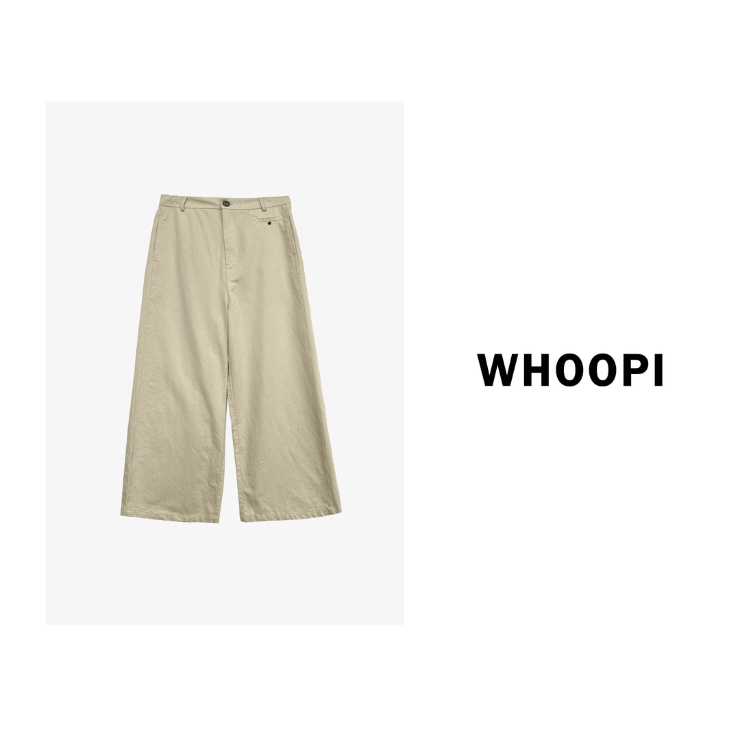 【Whoopi】【时装报刊】老钱百搭卡其窄版显瘦直筒裤