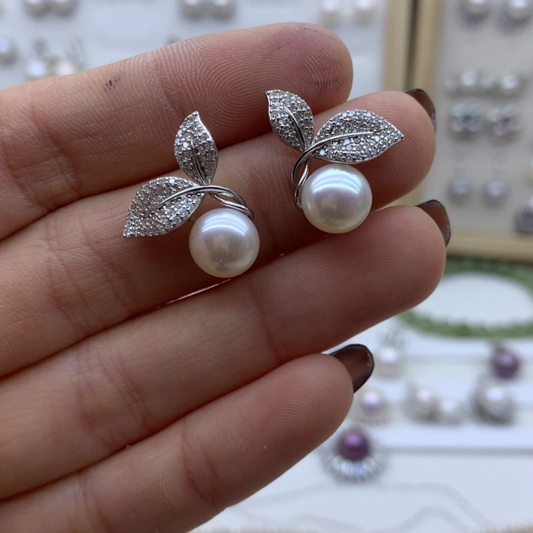 淡水珍珠耳饰银S925镶嵌