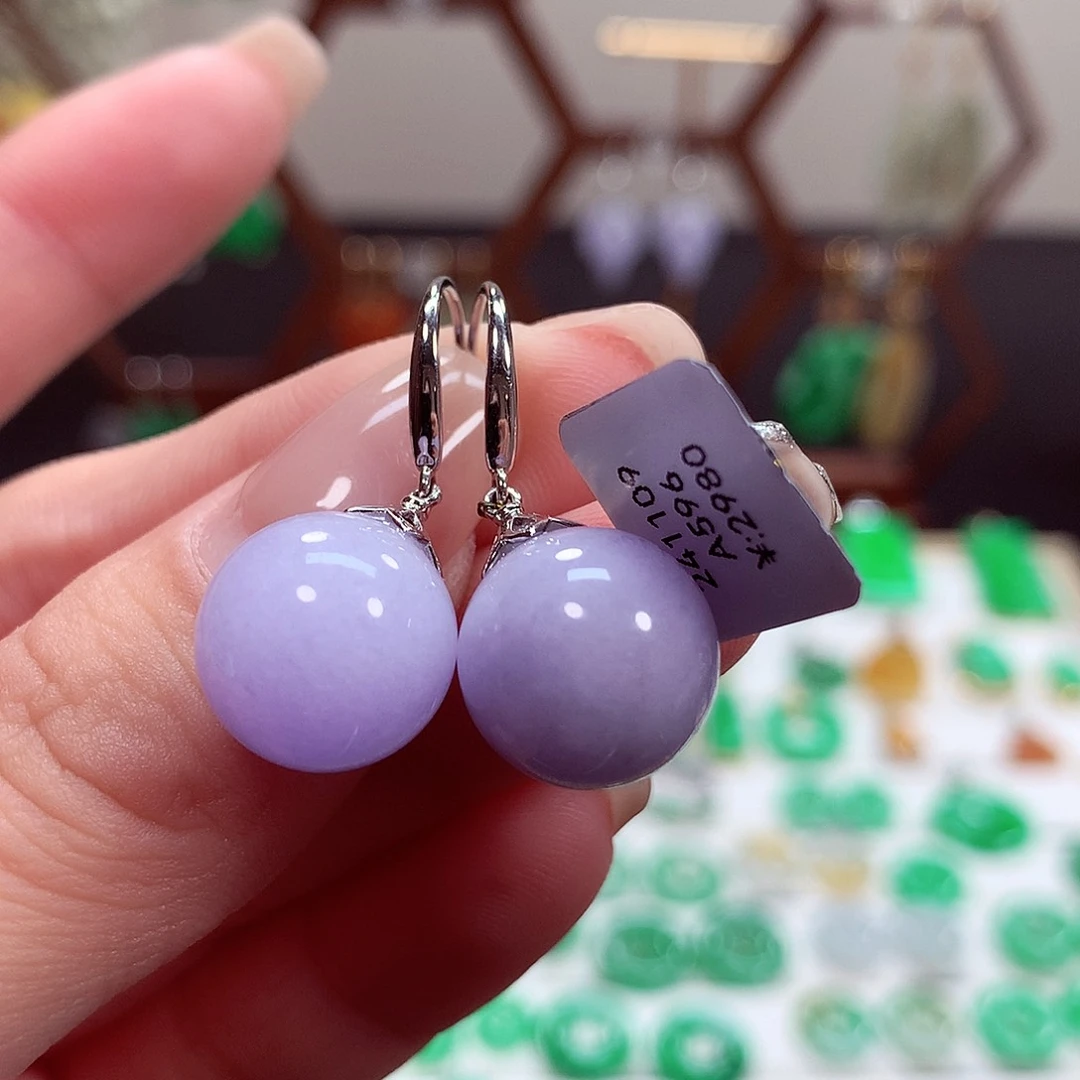 翡翠耳饰18K金镶嵌天然翡翠