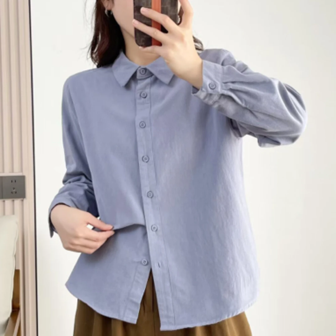 「有运费补贴 防卷边工艺磨毛」春季显瘦衬衣长袖纯色韩版小众新款