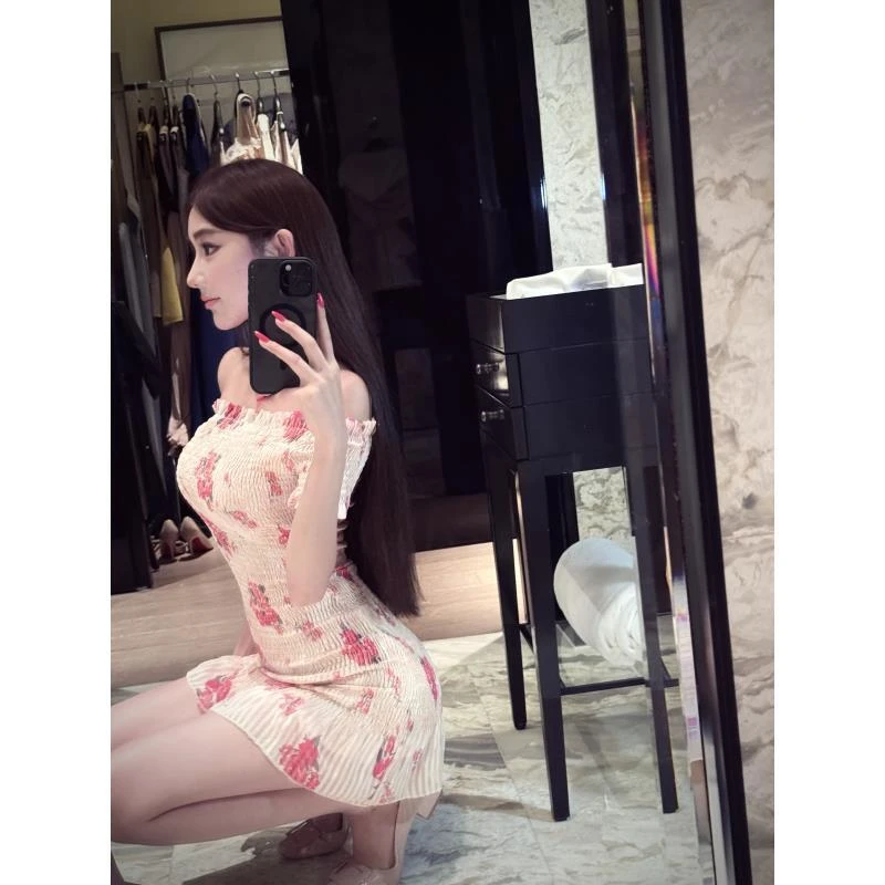 WW定制「心动蔷薇」蕾丝时尚女士夏季印花小碎花小众设计感连衣裙