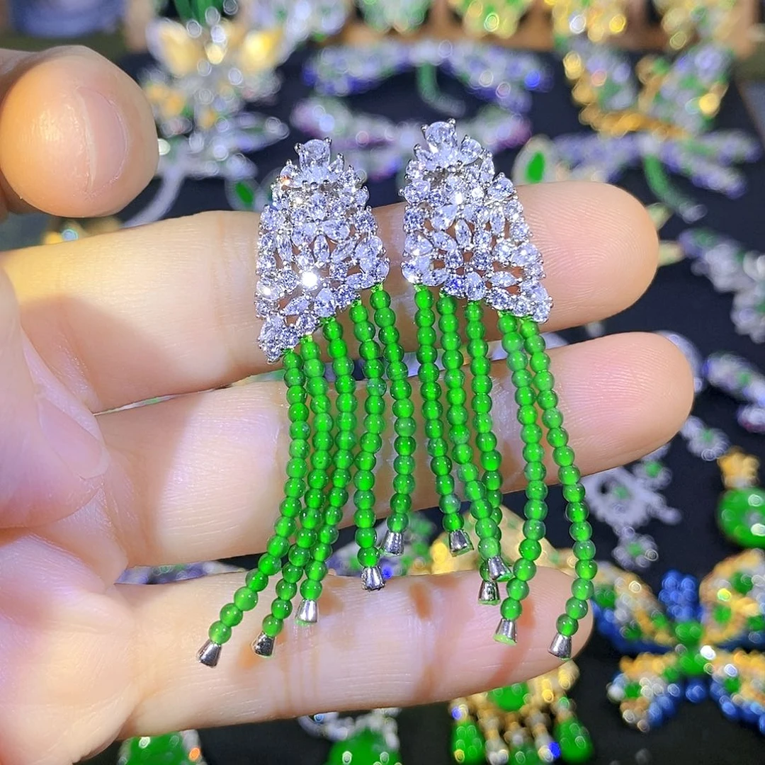 吊坠(不含链)银S925镶嵌翡翠