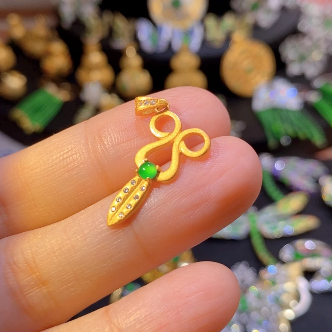 吊坠(不含链)银S925镶嵌翡翠