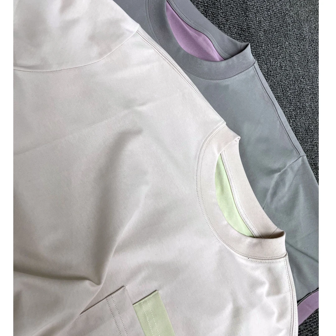 高级感双色设计感短袖 男女同款